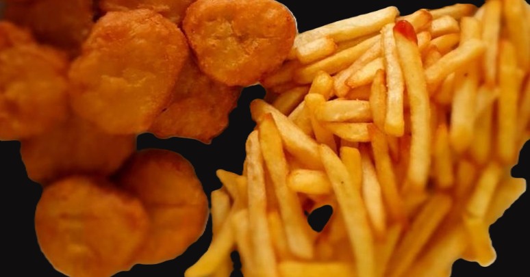 Nuggets-Teller mit Pommes frites
